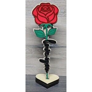 Rose Laser Cut Hand Painted 2-Layer Wood Wall Decor 10" Floral Art Love You